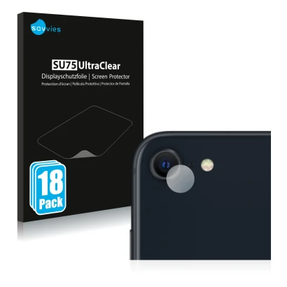 Parte frontal de un envase de producto con el logotipo de la marca Savvies. Al lado se muestra el dispositivo Apple iPhone SE 