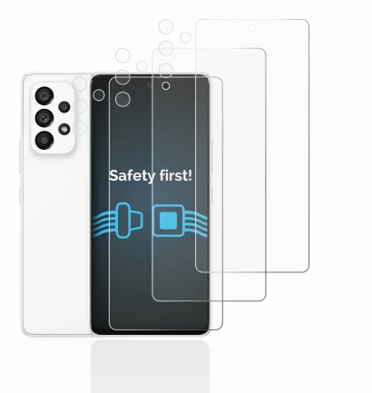 Imagen del dispositivo Samsung Galaxy A53 5G (Frontal+Cámara) con una amplia variedad de protectores de pantalla.