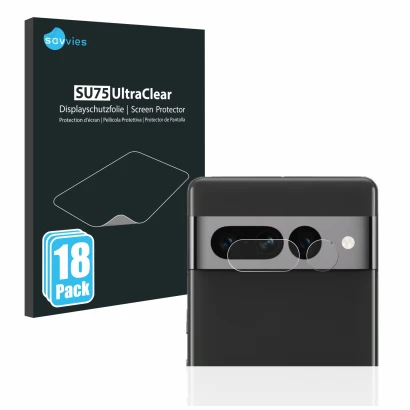 Parte frontal de un envase de producto con el logotipo de la marca Savvies. Al lado se muestra el dispositivo Google Pixel 7 P