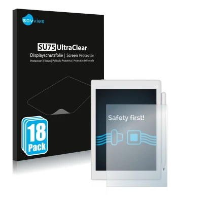 Parte frontal de un envase de producto con el logotipo de la marca Savvies. Al lado se muestra el dispositivo Boox Nova Air 2 