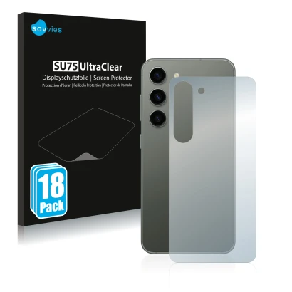 Parte frontal de un envase de producto con el logotipo de la marca Savvies. Al lado se muestra el dispositivo Samsung Galaxy S