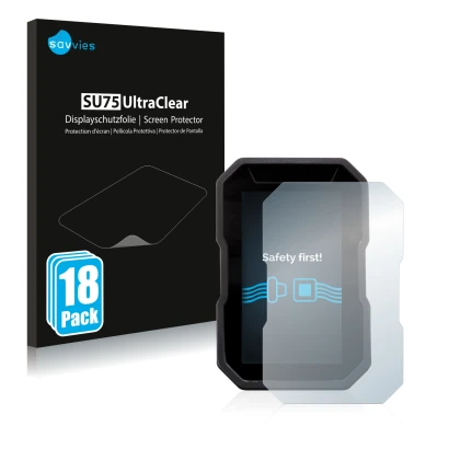 Parte frontal de un envase de producto con el logotipo de la marca Savvies. Al lado se muestra el dispositivo Ducati DesertX 2