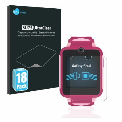 Parte frontal de un envase de producto con el logotipo de la marca Savvies. Al lado se muestra el dispositivo TCL Movetime Fam