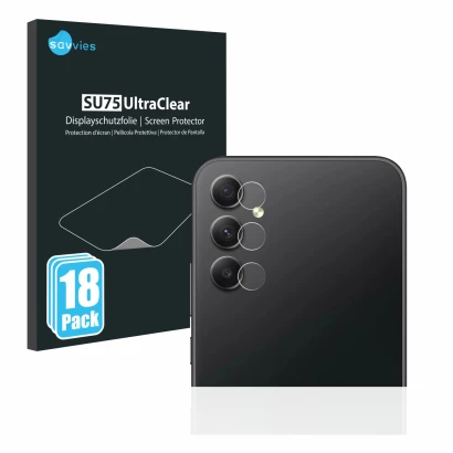 Parte frontal de un envase de producto con el logotipo de la marca Savvies. Al lado se muestra el dispositivo Samsung Galaxy A