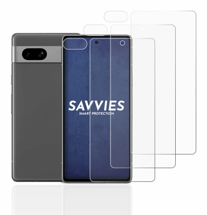 Imagen del dispositivo Google Pixel 7a (Frontal+Cámara) con una amplia variedad de protectores de pantalla.