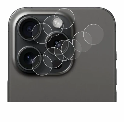 Imagen del dispositivo Apple iPhone 15 Pro (SÓLO Cámara) con una amplia variedad de protectores de pantalla.