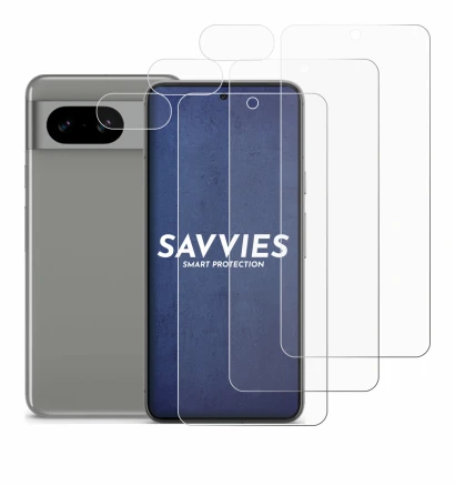 Imagen del dispositivo Google Pixel 8 (Frontal+Cámara) con una amplia variedad de protectores de pantalla.