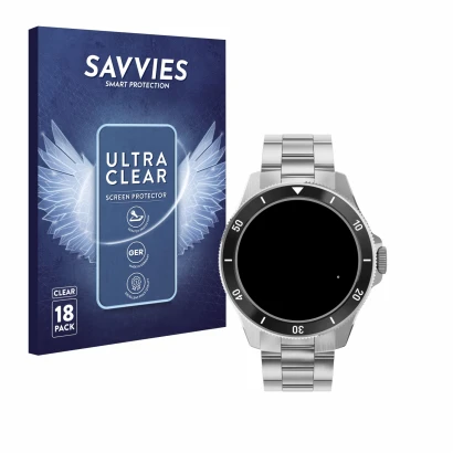 Parte frontal de un envase de producto con el logotipo de la marca Savvies. Al lado se muestra el dispositivo Withings ScanWat