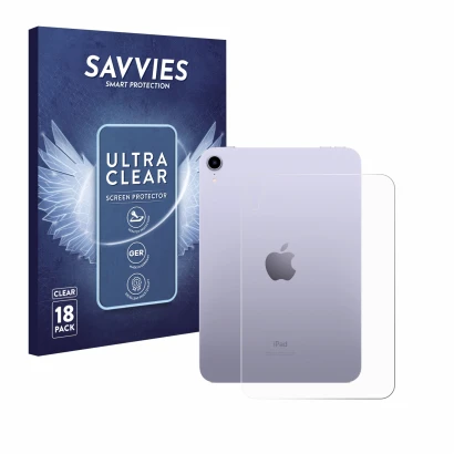 Parte frontal de un envase de producto con el logotipo de la marca Savvies. Al lado se muestra el dispositivo Apple iPad Mini 