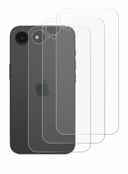 Imagen del dispositivo Apple iPhone 16e (Trasero) con una amplia variedad de protectores de pantalla.