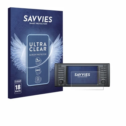 Parte frontal de un envase de producto con el logotipo de la marca Savvies. Al lado se muestra el dispositivo Eonon E39A12S co