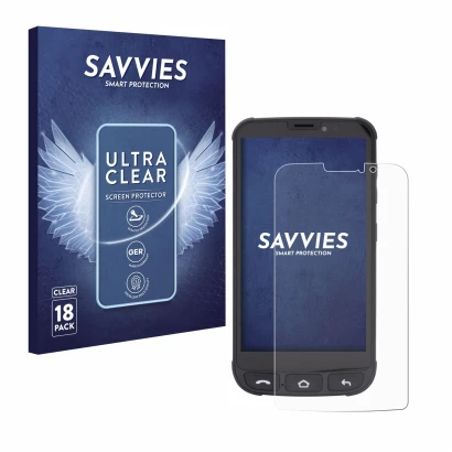 Parte frontal de un envase de producto con el logotipo de la marca Savvies. Al lado se muestra el dispositivo Olympia Neo Mini