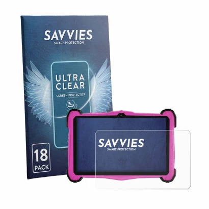 Parte frontal de un envase de producto con el logotipo de la marca Savvies. Al lado se muestra el dispositivo EagleSoar E_764_