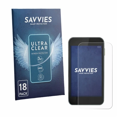 Parte frontal de un envase de producto con el logotipo de la marca Savvies. Al lado se muestra el dispositivo Equil Patch 200U