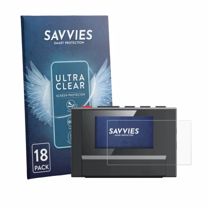 Parte frontal de un envase de producto con el logotipo de la marca Savvies. Al lado se muestra el dispositivo FiiO SnowSky Ech