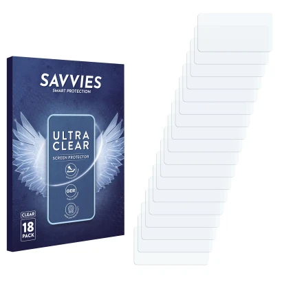 Parte frontal de un envase de producto con el logotipo de la marca Savvies. Al lado está el protector de pantalla correspondie