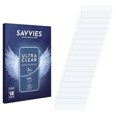 Parte frontal de un envase de producto con el logotipo de la marca Savvies. Al lado está el protector de pantalla correspondie