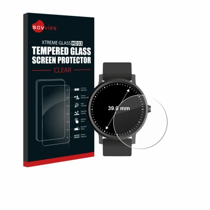 Parte frontal de un envase de producto con el logotipo de la marca Savvies. Al lado se muestra el dispositivo Circular Display