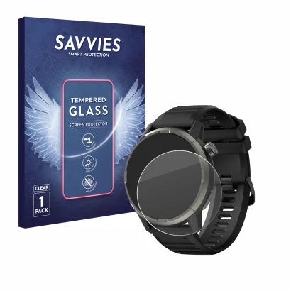 Parte frontal de un envase de producto con el logotipo de la marca Savvies. Al lado se muestra el dispositivo Kiprun GPS 900 b