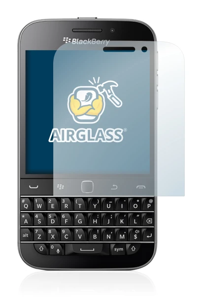 Imagen del dispositivo Blackberry Classic Q20 con una amplia variedad de protectores de pantalla.