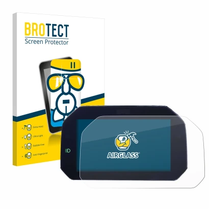 Parte frontal de un envase de producto con el logotipo de la marca BROTECT. Al lado se muestra el dispositivo BMW R 1200 GS 20