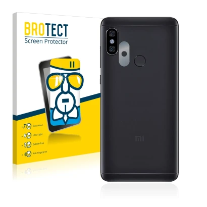 Parte frontal de un envase de producto con el logotipo de la marca BROTECT. Al lado se muestra el dispositivo Xiaomi Redmi Not