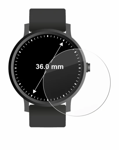 Imagen del dispositivo Circular Displays (ø: 36 mm) con una amplia variedad de protectores de pantalla.