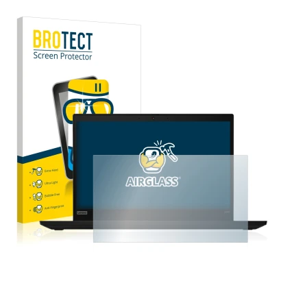 Parte frontal de un envase de producto con el logotipo de la marca BROTECT. Al lado se muestra el dispositivo Lenovo ThinkPad