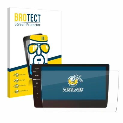 Parte frontal de un envase de producto con el logotipo de la marca BROTECT. Al lado se muestra el dispositivo Volkswagen Toura