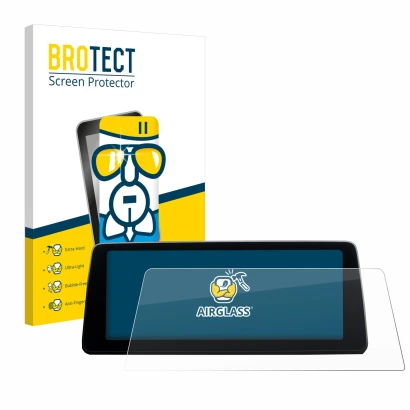 Parte frontal de un envase de producto con el logotipo de la marca BROTECT. Al lado se muestra el dispositivo BMW 7 G11 2016-2