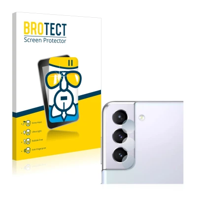 Parte frontal de un envase de producto con el logotipo de la marca BROTECT. Al lado se muestra el dispositivo Samsung Galaxy S