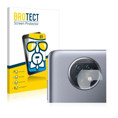 Parte frontal de un envase de producto con el logotipo de la marca BROTECT. Al lado se muestra el dispositivo Xiaomi Redmi Not