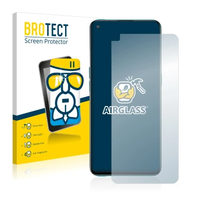 Parte frontal de un envase de producto con el logotipo de la marca BROTECT. Al lado se muestra el dispositivo OnePlus Nord CE 