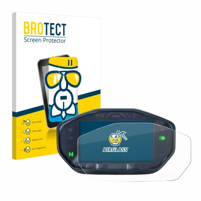 Parte frontal de un envase de producto con el logotipo de la marca BROTECT. Al lado se muestra el dispositivo Ducati Monster /