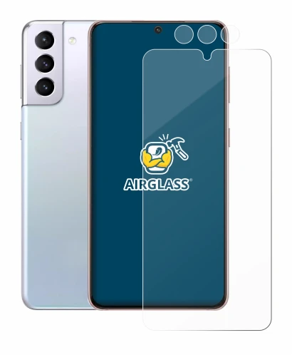 Imagen del dispositivo Samsung Galaxy S21 (Frontal+Cámara) con una amplia variedad de protectores de pantalla.