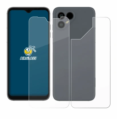 Imagen del dispositivo Fairphone 4 (Frontal+Trasero) con una amplia variedad de protectores de pantalla.