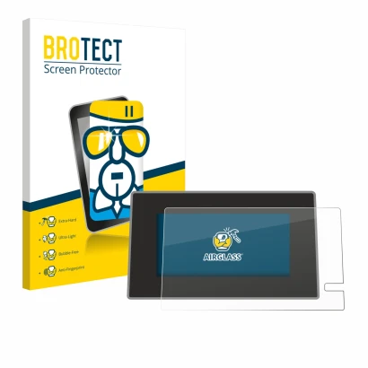 Parte frontal de un envase de producto con el logotipo de la marca BROTECT. Al lado se muestra el dispositivo Renault Trafic 2