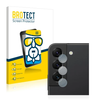 Parte frontal de un envase de producto con el logotipo de la marca BROTECT. Al lado se muestra el dispositivo Samsung Galaxy S