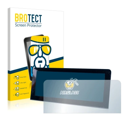 Parte frontal de un envase de producto con el logotipo de la marca BROTECT. Al lado se muestra el dispositivo MG 4 con su prot