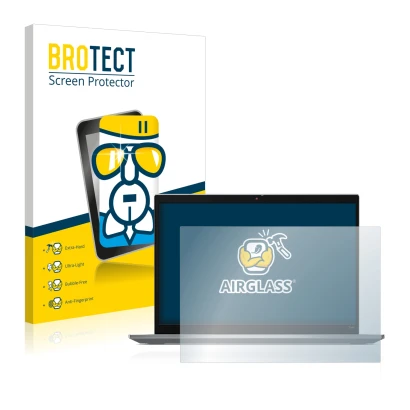 Parte frontal de un envase de producto con el logotipo de la marca BROTECT. Al lado se muestra el dispositivo Lenovo ThinkPad