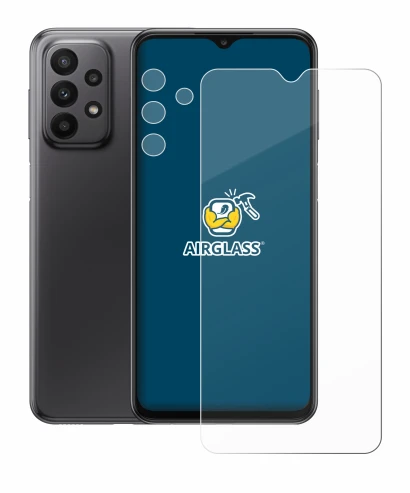 Imagen del dispositivo Samsung Galaxy A23 5G (Frontal+Cámara) con una amplia variedad de protectores de pantalla.