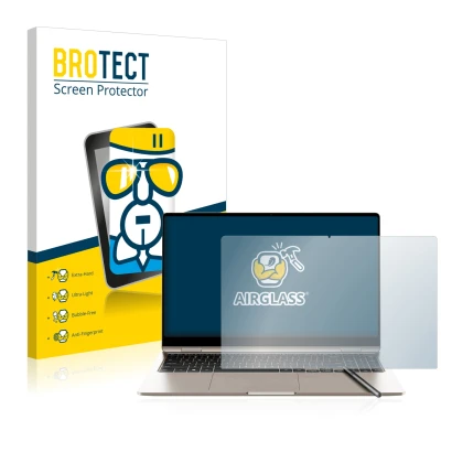 Parte frontal de un envase de producto con el logotipo de la marca BROTECT. Al lado se muestra el dispositivo Samsung Galaxy B