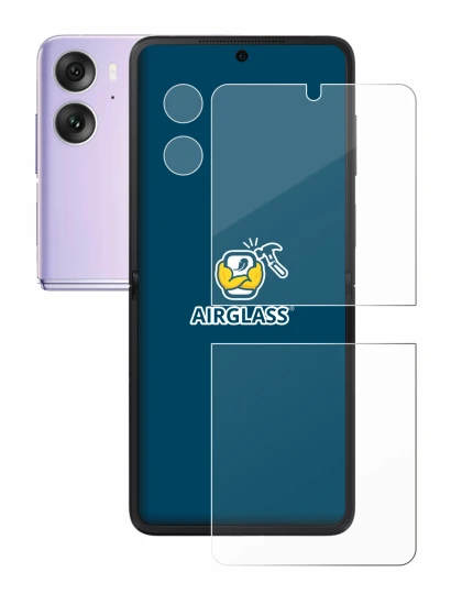 Imagen del dispositivo Oppo Find N2 Flip (Frontal+Cámara) con una amplia variedad de protectores de pantalla.