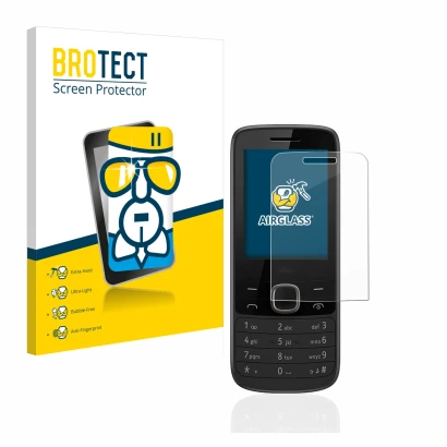 Parte frontal de un envase de producto con el logotipo de la marca BROTECT. Al lado se muestra el dispositivo Nokia 225 4G con