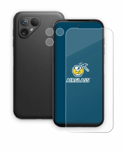 Imagen del dispositivo Fairphone 5 (Frontal+Cámara) con una amplia variedad de protectores de pantalla.