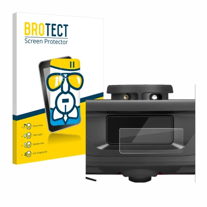 Parte frontal de un envase de producto con el logotipo de la marca BROTECT. Al lado se muestra el dispositivo Roborock Q Revo 