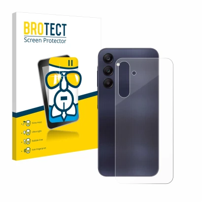 Parte frontal de un envase de producto con el logotipo de la marca BROTECT. Al lado se muestra el dispositivo Samsung Galaxy A