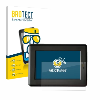 Parte frontal de un envase de producto con el logotipo de la marca BROTECT. Al lado se muestra el dispositivo XC Tracer Maxx I