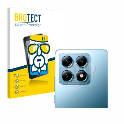 Parte frontal de un envase de producto con el logotipo de la marca BROTECT. Al lado se muestra el dispositivo Xiaomi 14T (SÓLO