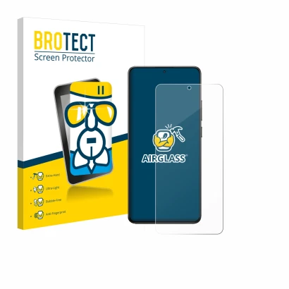 Parte frontal de un envase de producto con el logotipo de la marca BROTECT. Al lado se muestra el dispositivo Xiaomi Poco X7 P